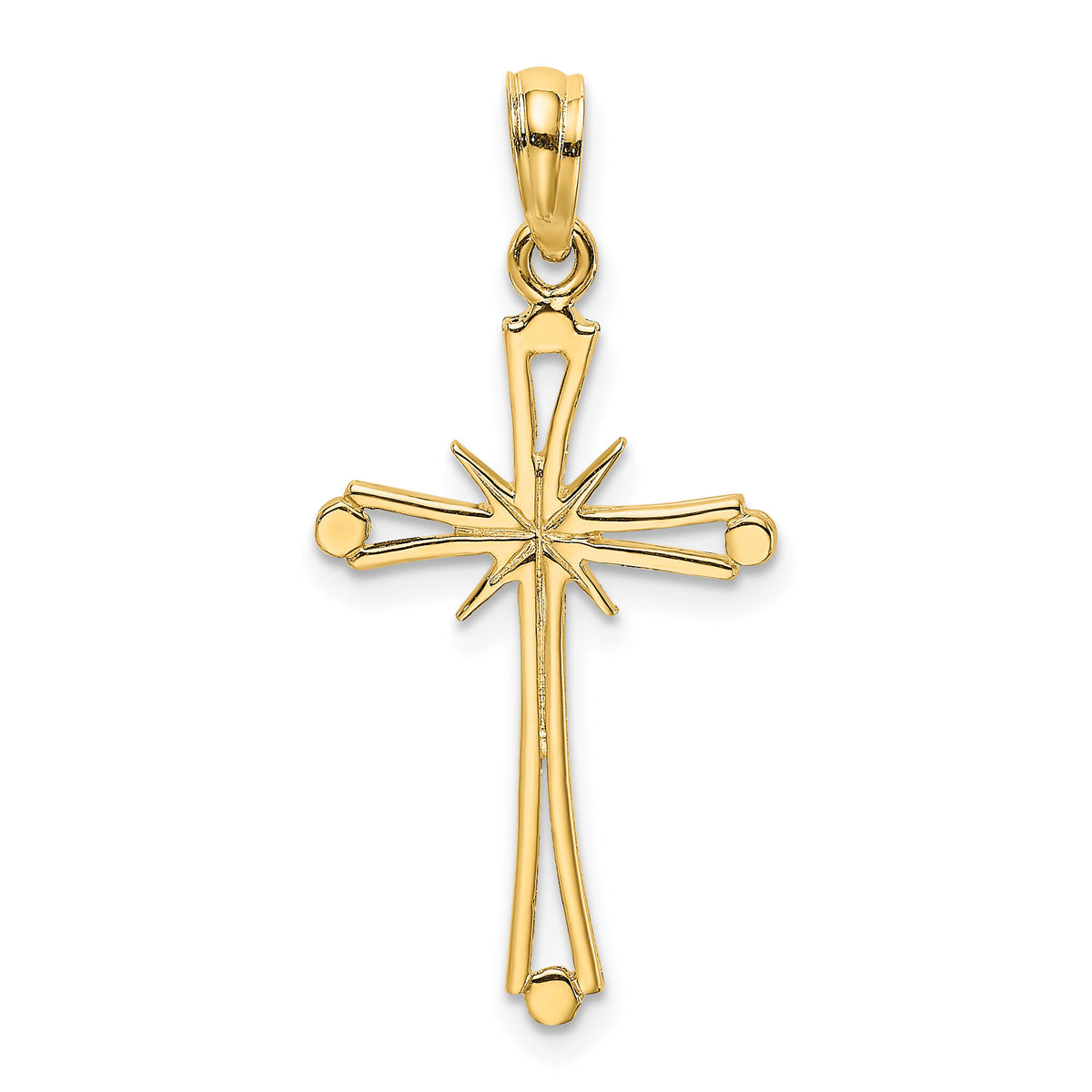 14K Polished w/ X Center Cross Charm-K8464