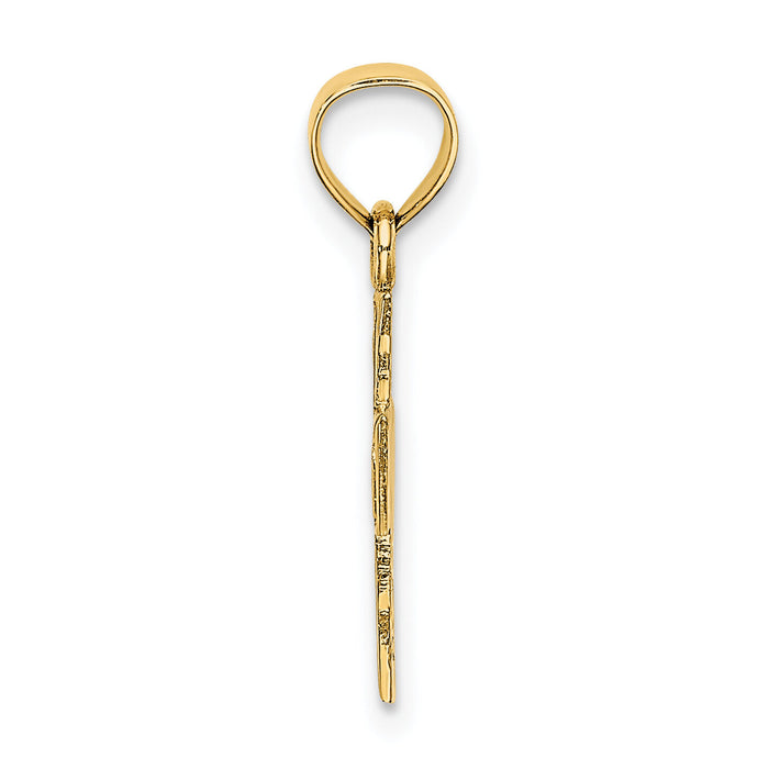 14K Polished and Textured Cross Charm-K8466
