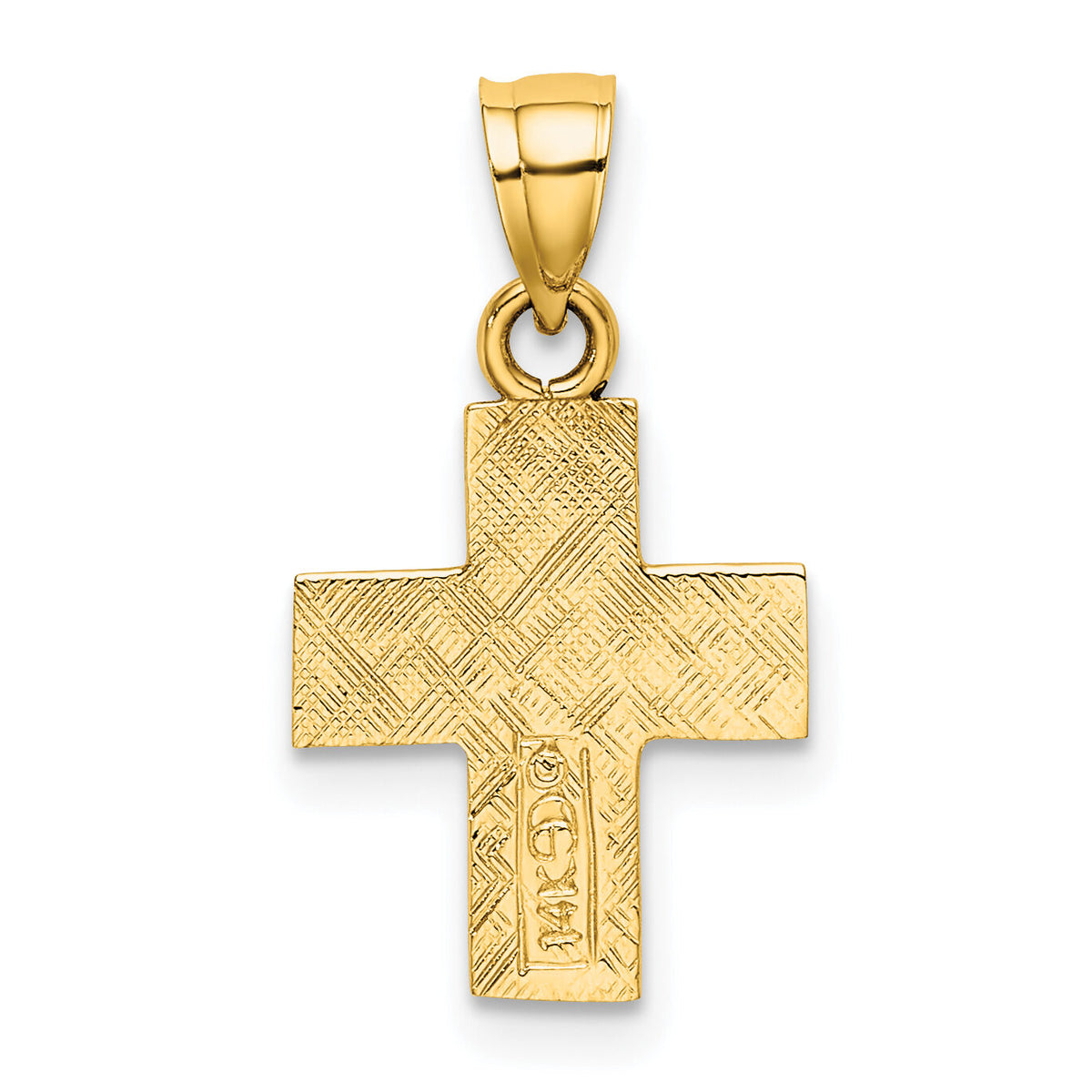14K Polished and Textured Cross Charm-K8466