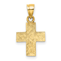 14K Polished and Textured Cross Charm-K8466