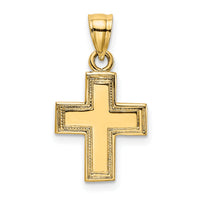 14K Polished and Textured Cross Charm-K8466