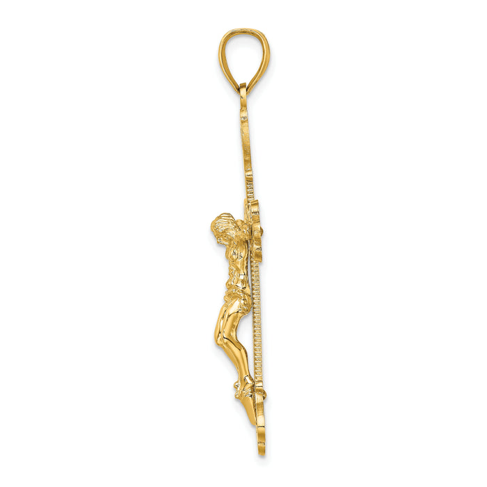 14K Engraved Crucifix Charm-K8467