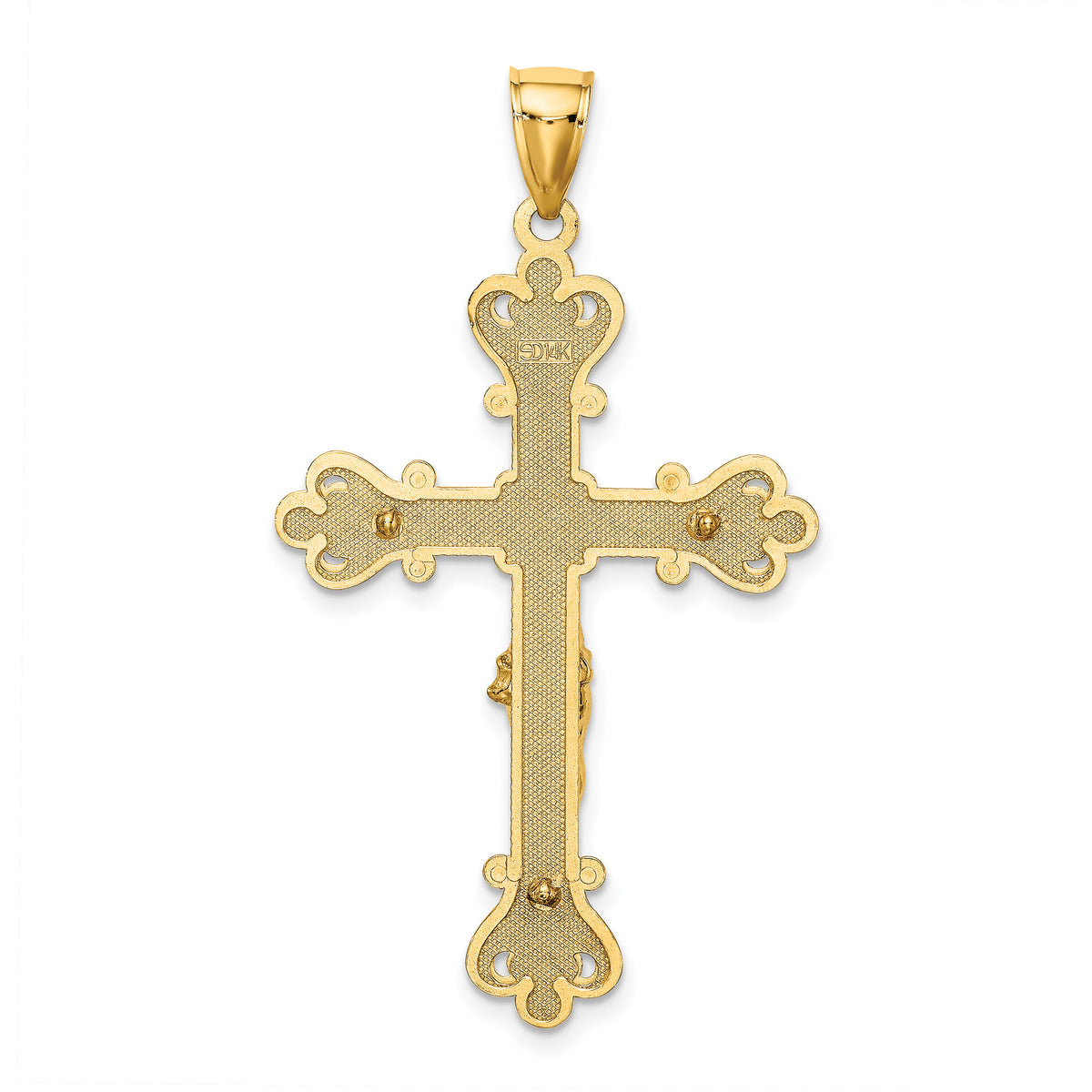 14K Engraved Crucifix Charm-K8467