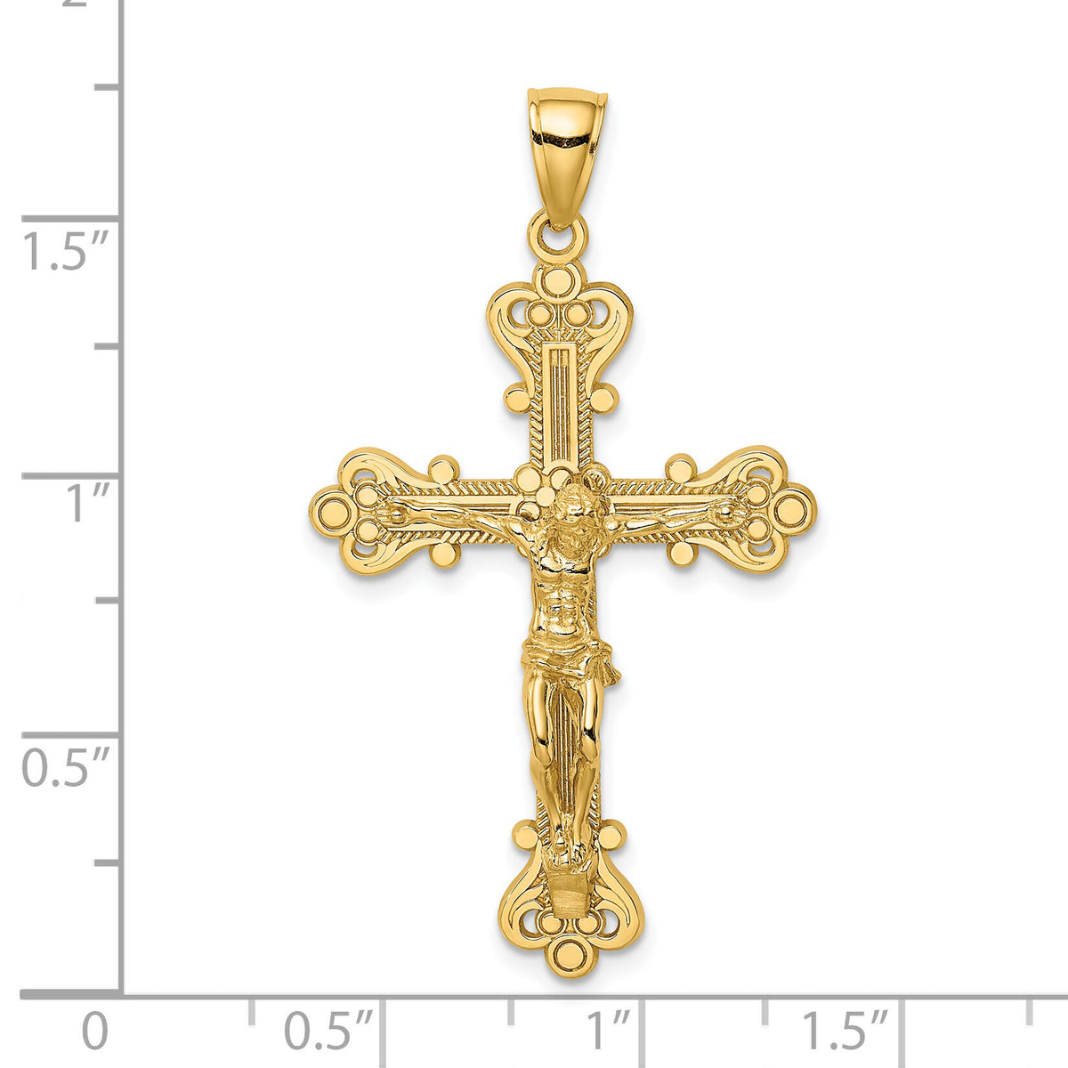 14K Engraved Crucifix Charm-K8467