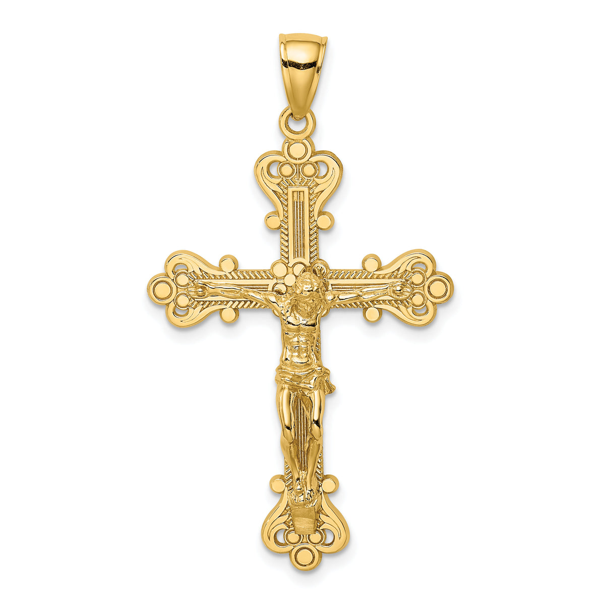 14K Engraved Crucifix Charm-K8467