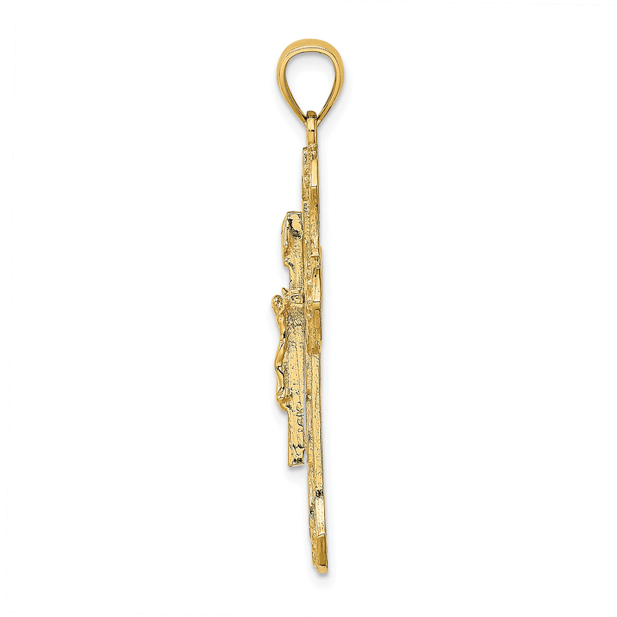 14K Textured Crucifix W/ Arrow Charm-K8468