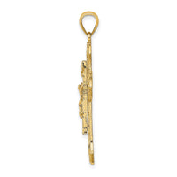 14K Textured Crucifix W/ Arrow Charm-K8468