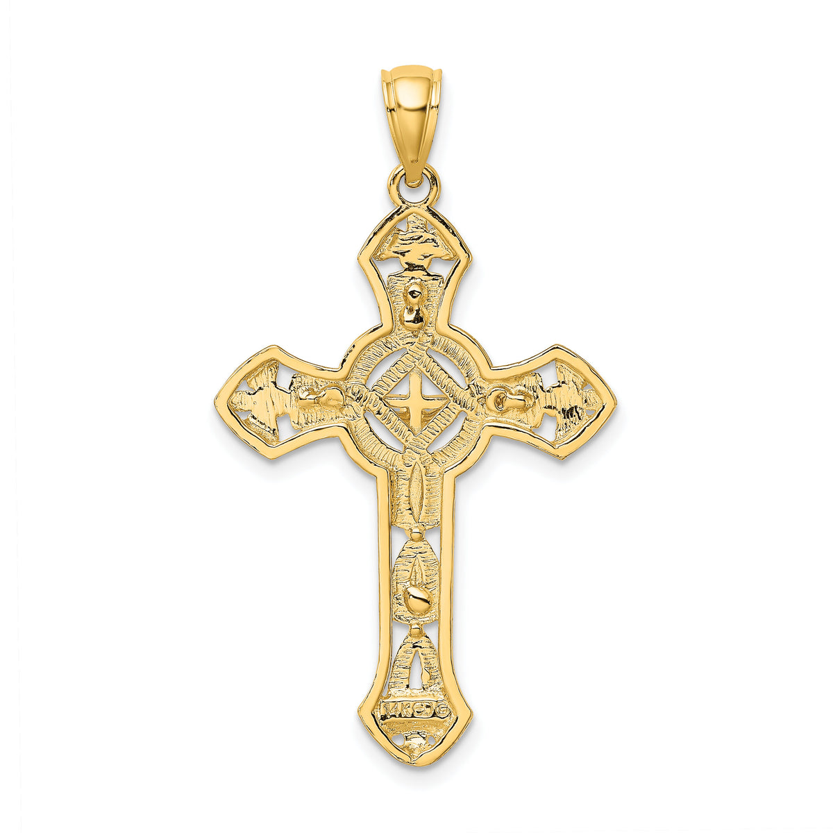 14K Textured Crucifix W/ Arrow Charm-K8468