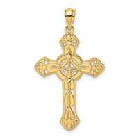 14K Textured Crucifix W/ Arrow Charm-K8468