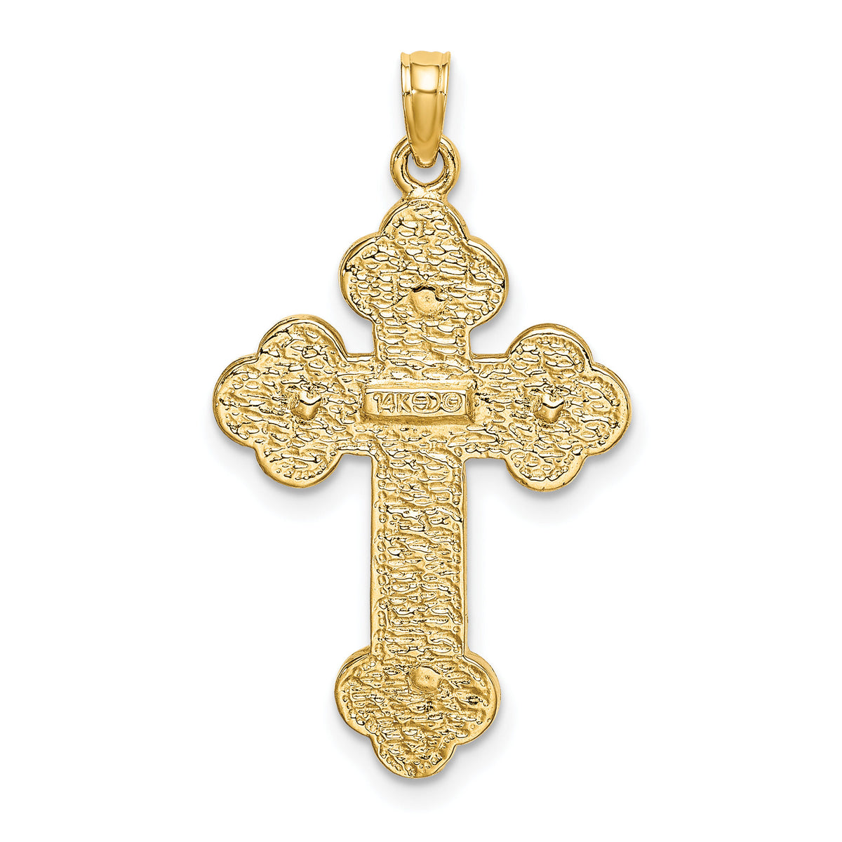 14K Crucifix W/ Budded Tips Charm-K8470