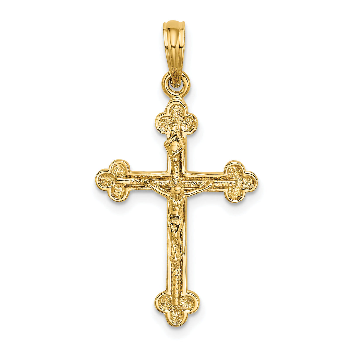 14K Narrow Budded Crucifix Charm-K8472