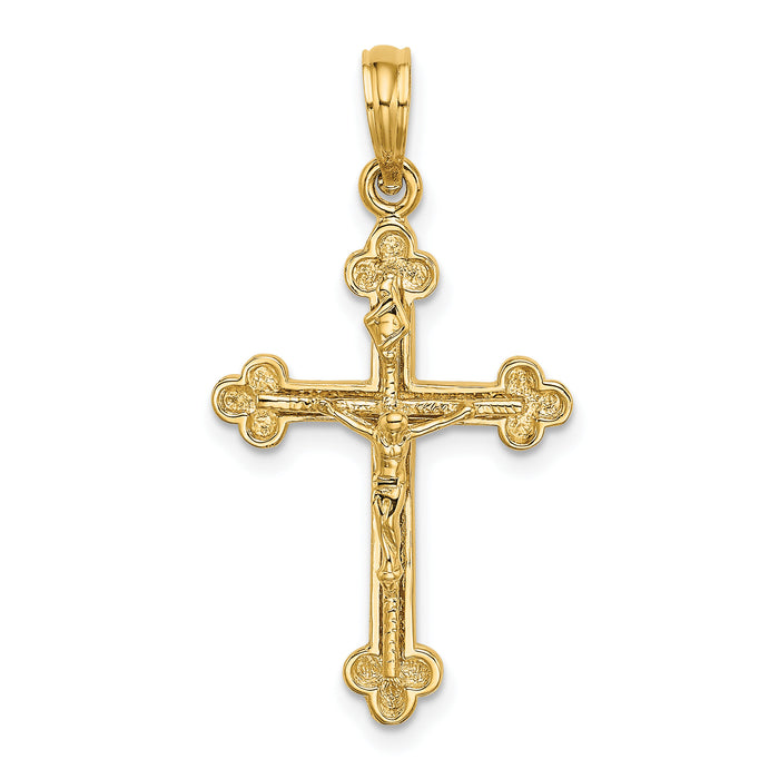 14K Narrow Budded Crucifix Charm-K8472