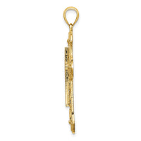 14K Cut-Out Floral Cross Pendant-K8473
