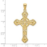 14K Cut-Out Floral Cross Pendant-K8473