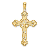 14K Cut-Out Floral Cross Pendant-K8473