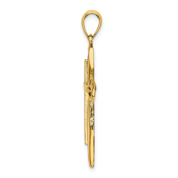 14K Textured Cross Charm-K8474