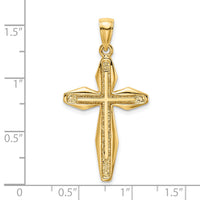 14K Textured Cross Charm-K8474