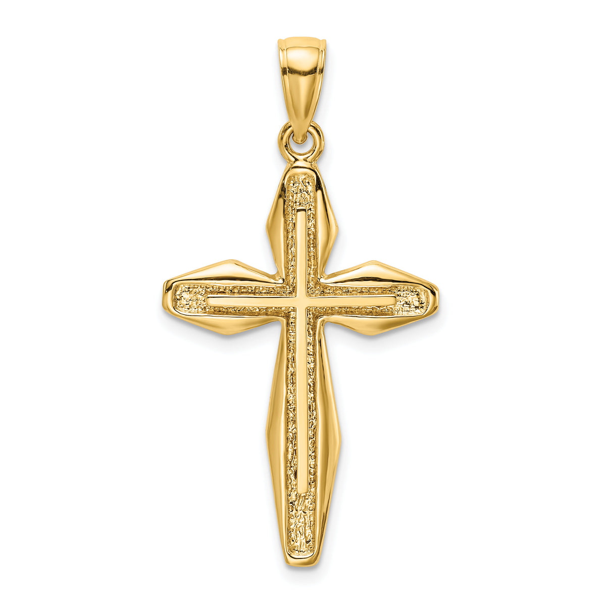 14K Textured Cross Charm-K8474