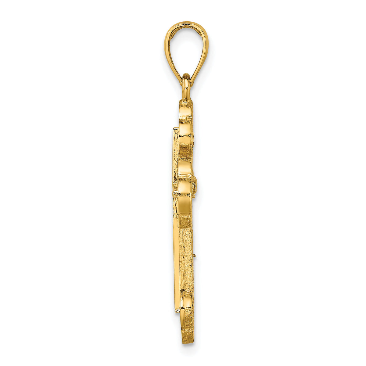 14K Textured Budded Cross Charm-K8476