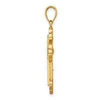 14K Textured Budded Cross Charm-K8476