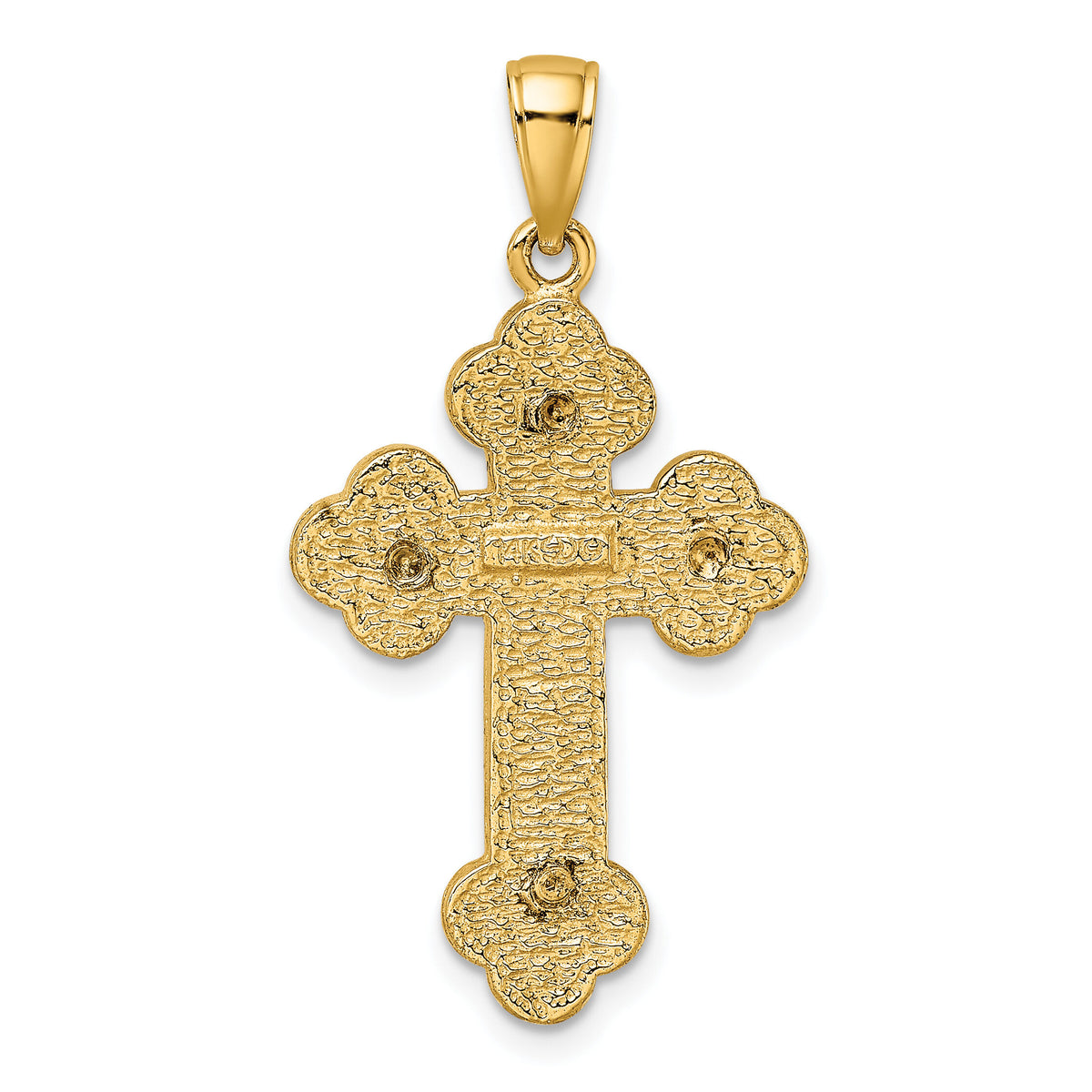 14K Textured Budded Cross Charm-K8476