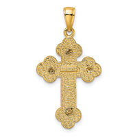 14K Textured Budded Cross Charm-K8476