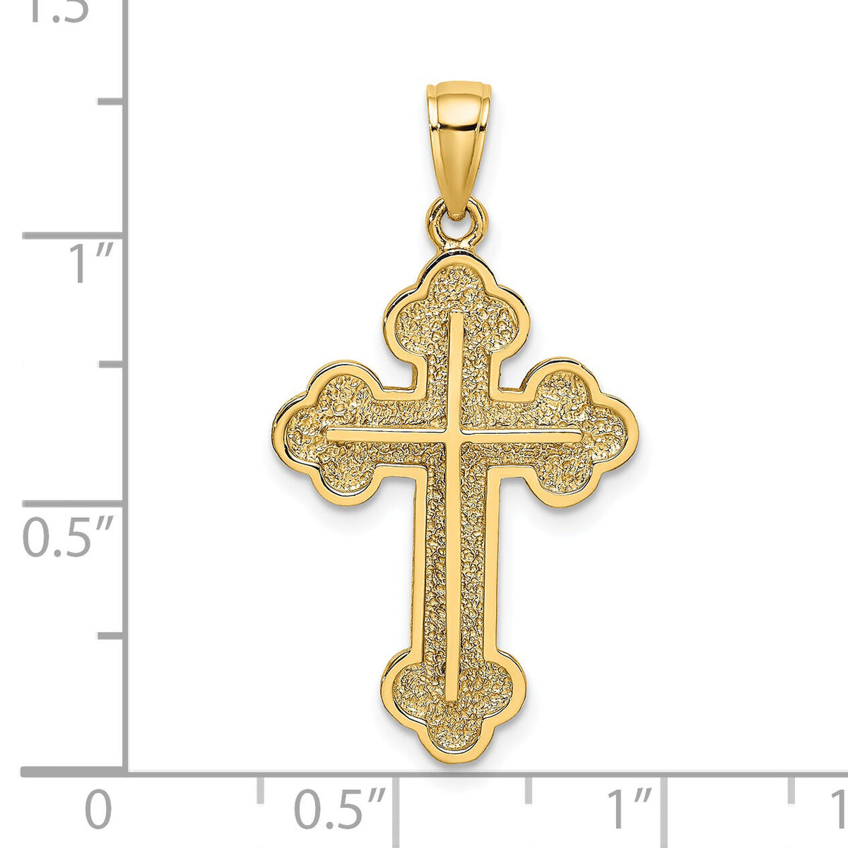 14K Textured Budded Cross Charm-K8476