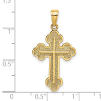 14K Textured Budded Cross Charm-K8476