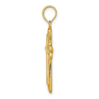 14K Cross w/ Heart Shaped Ends Charm-K8478