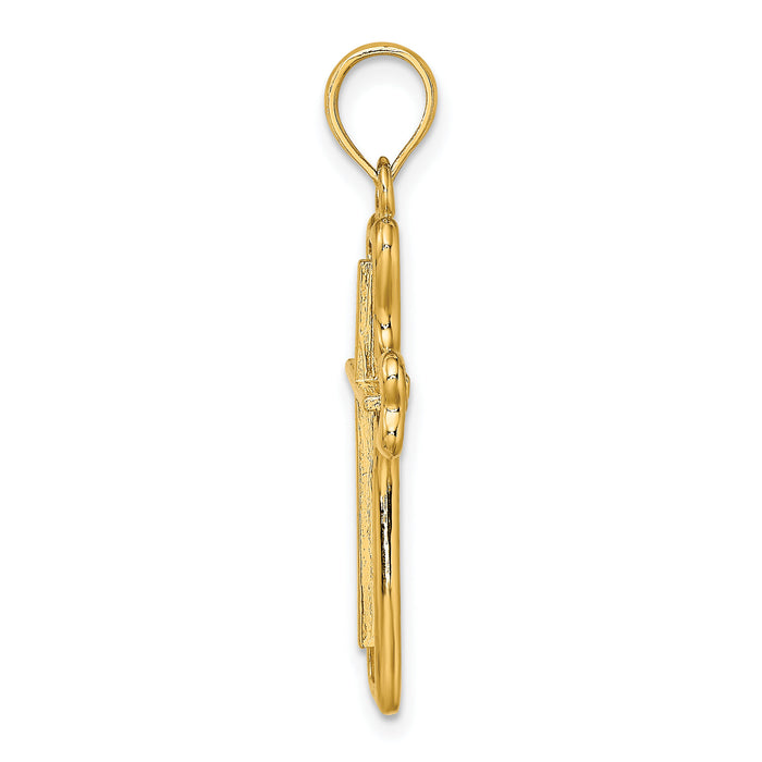 14K Cross w/ Heart Shaped Ends Charm-K8478