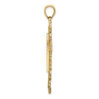 14K Cross W/ Lace Trim Charm-K8480