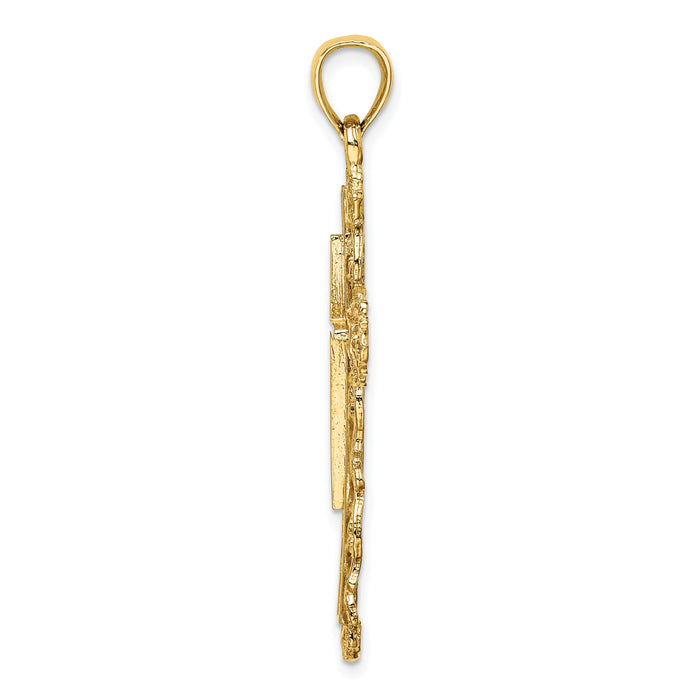 14K Cross W/ Lace Trim Charm-K8480