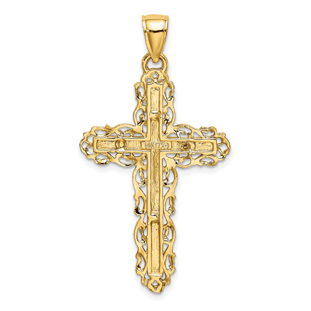 14K Cross W/ Lace Trim Charm-K8480