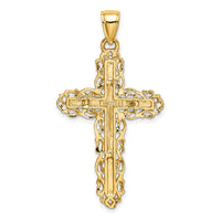14K Cross W/ Lace Trim Charm-K8480
