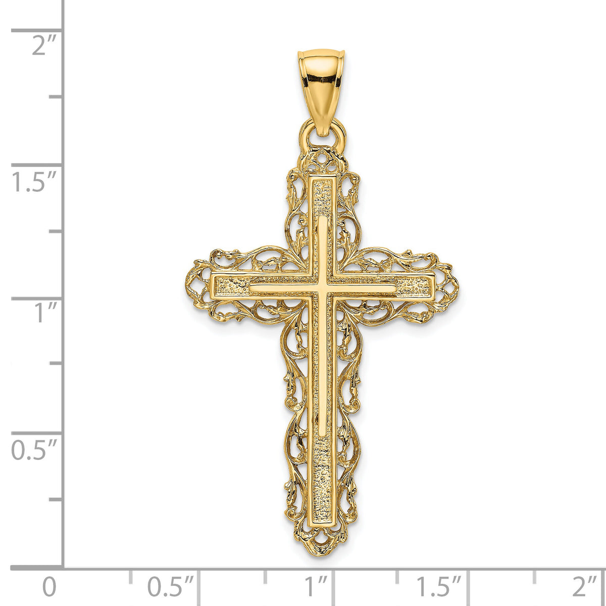 14K Cross W/ Lace Trim Charm-K8480