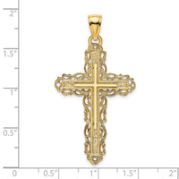 14K Cross W/ Lace Trim Charm-K8480