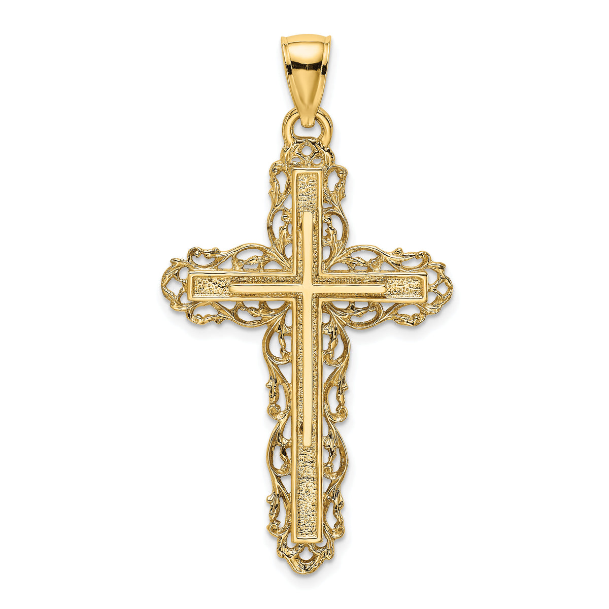 14K Cross W/ Lace Trim Charm-K8480