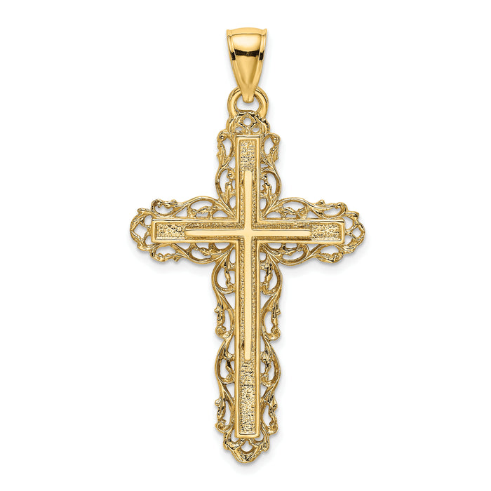 14K Cross W/ Lace Trim Charm-K8480