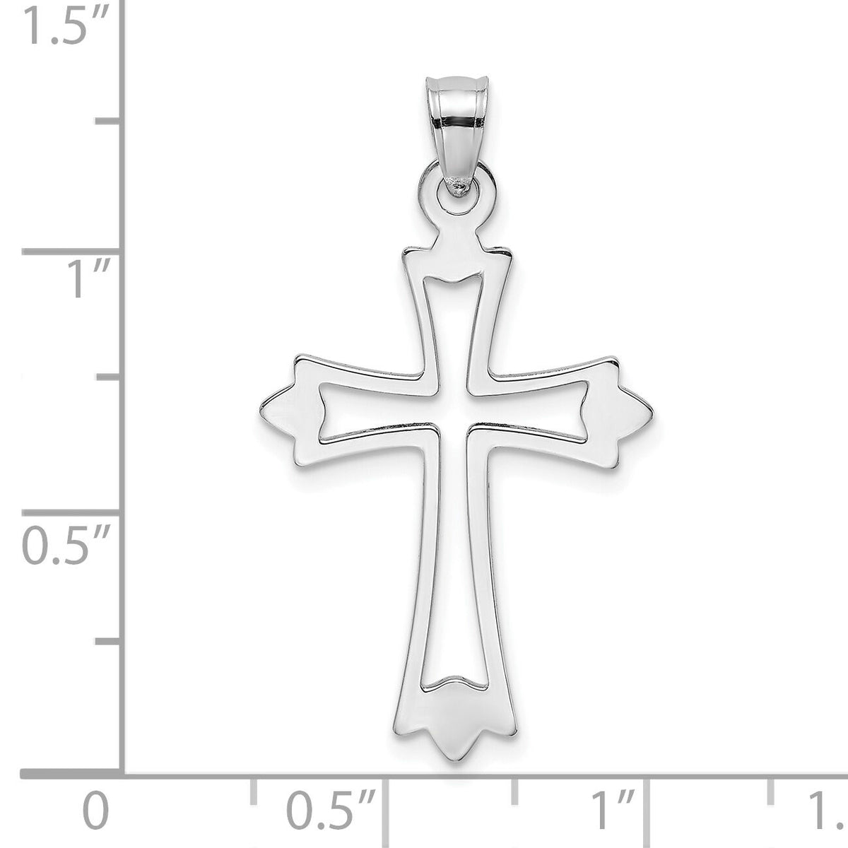 14K White Gold Polished and Cut-Out Cross Charm-K8482W