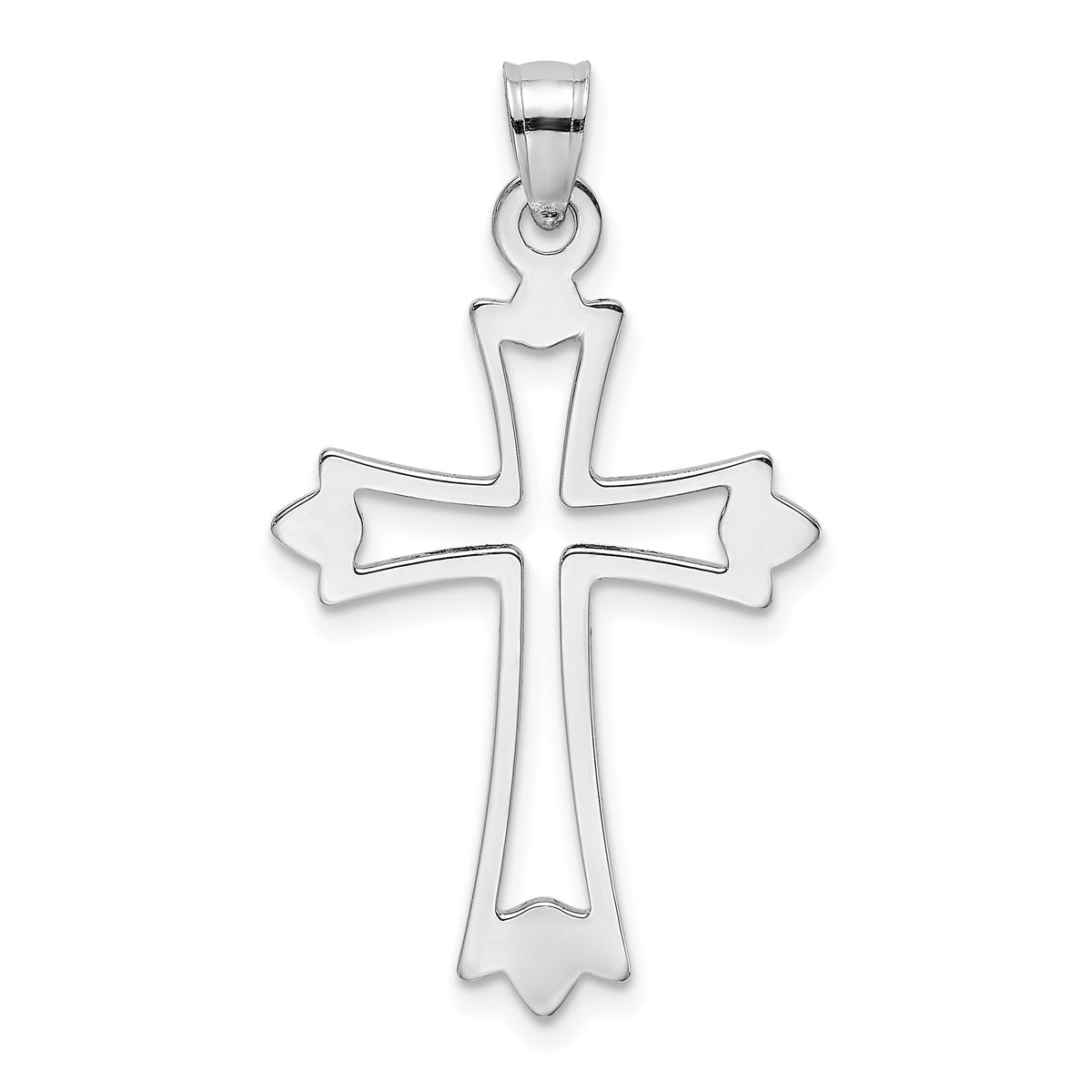 14K White Gold Polished and Cut-Out Cross Charm-K8482W