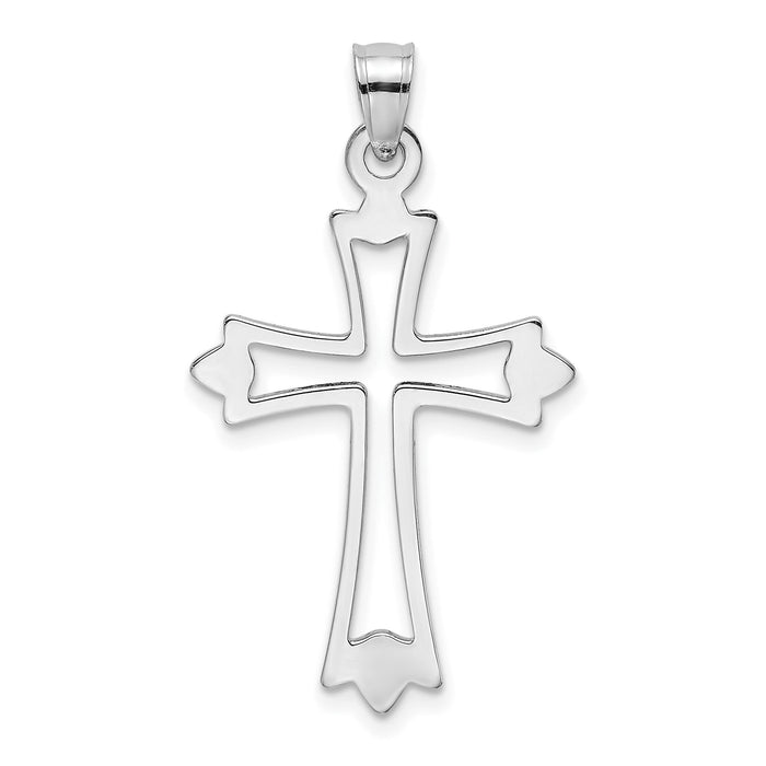 14K White Gold Polished and Cut-Out Cross Charm-K8482W