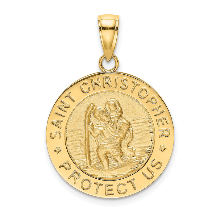 14K Polished / Satin Saint Christopher Medal Charm-K8483