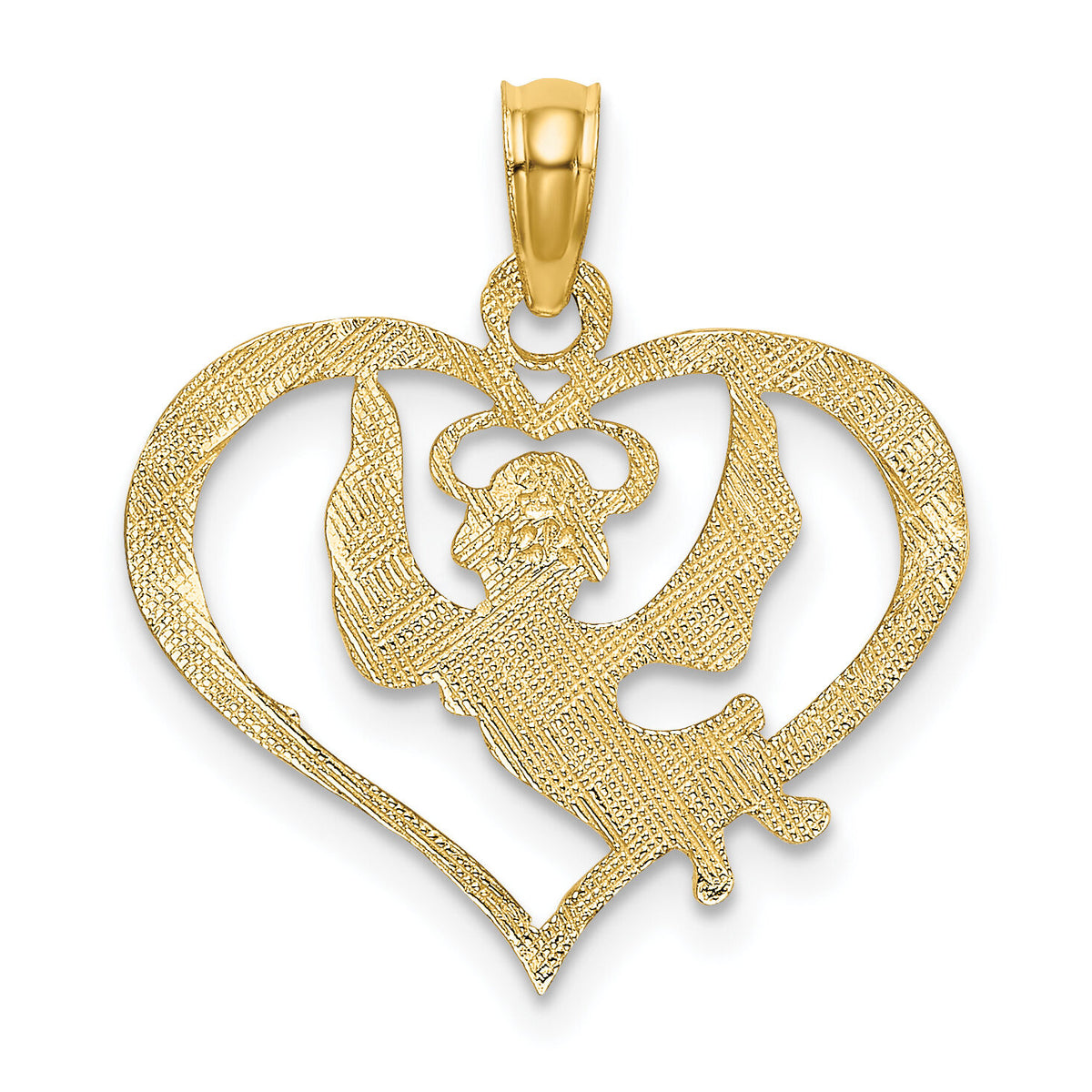 14K Polished Angel In Heart Charm-K8485