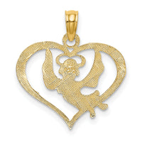 14K Polished Angel In Heart Charm-K8485