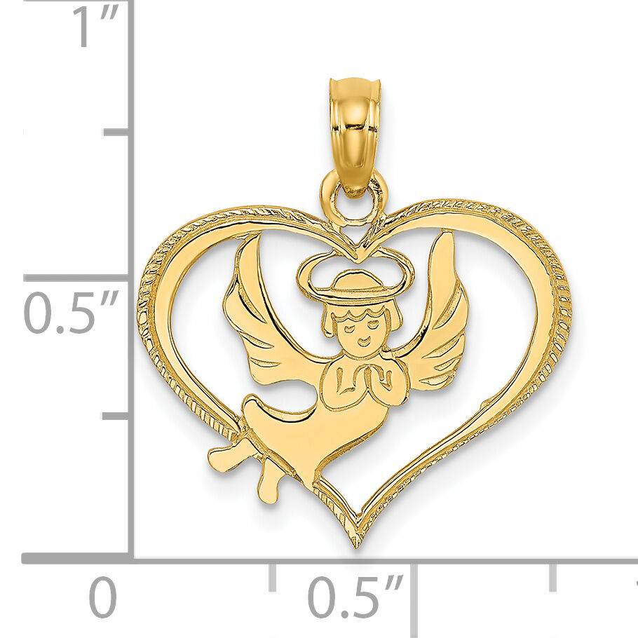 14K Polished Angel In Heart Charm-K8485