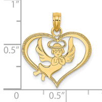 14K Polished Angel In Heart Charm-K8485