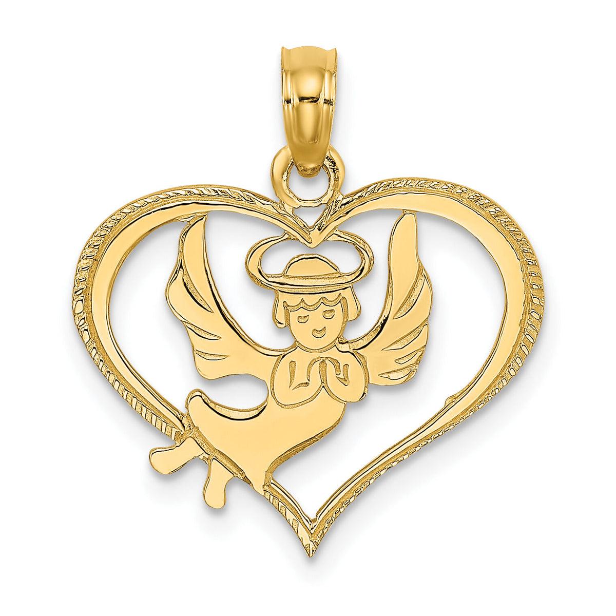 14K Polished Angel In Heart Charm-K8485