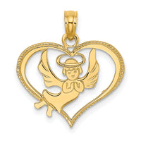 14K Polished Angel In Heart Charm-K8485