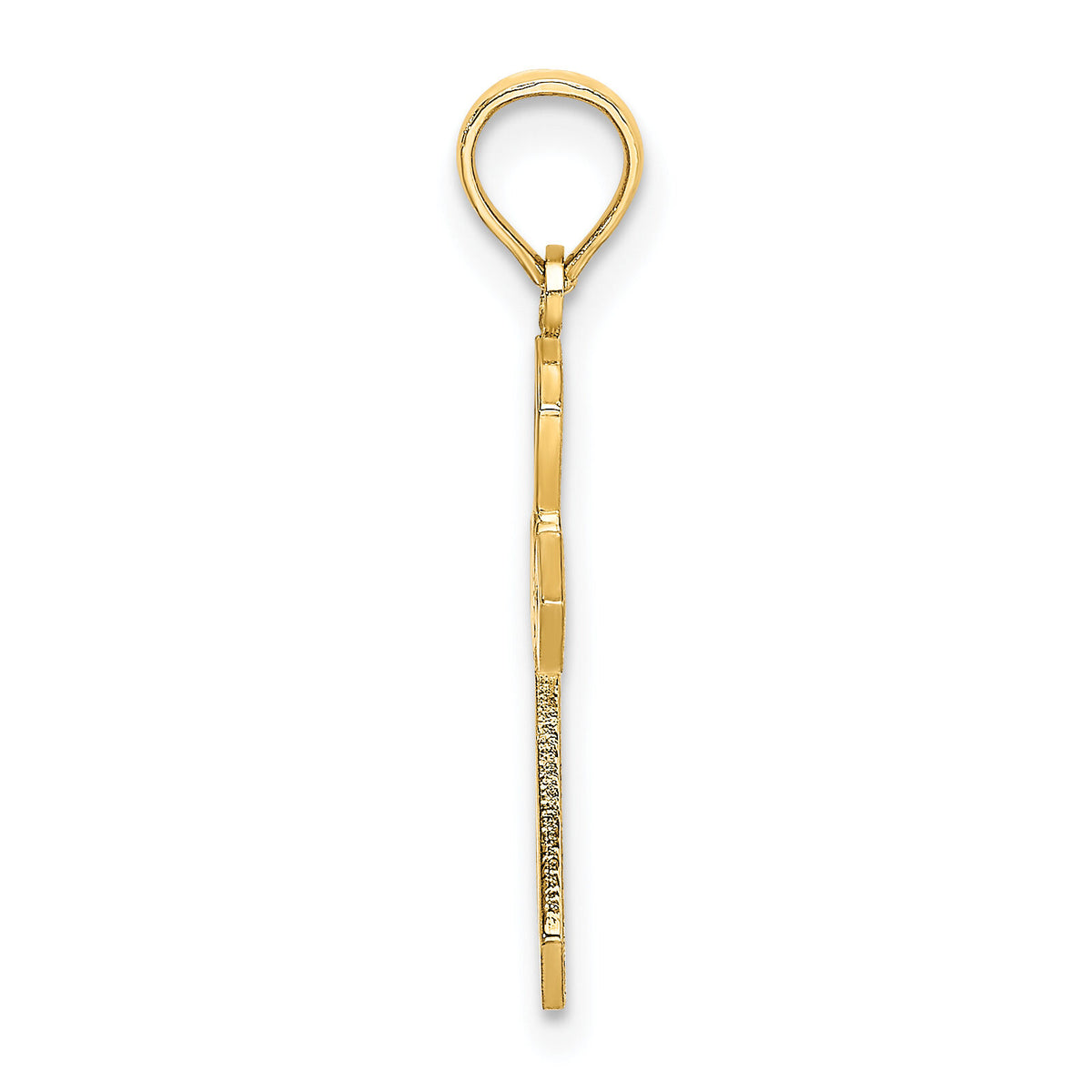 14K Cut-Out and Flat Cross W/ Flower Charm-K8488