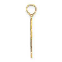 14K Cut-Out and Flat Cross W/ Flower Charm-K8488